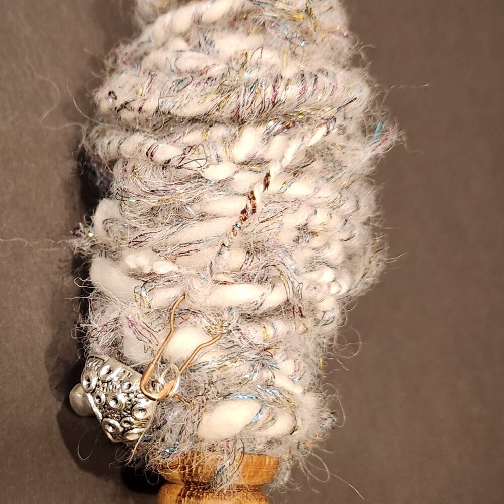 Hand spun art yarn, new, super fine wool, mohair and shines, 5yards.